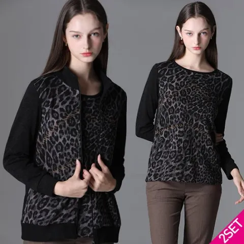 2SET [르오트(LeOT)] 로레인 기모 앙상블 집업가디건+티셔츠 2종세트-사이즈 66~100까지