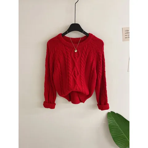 허니제이 / 페탄 알파카 울 꽈배기 레글런 니트4col