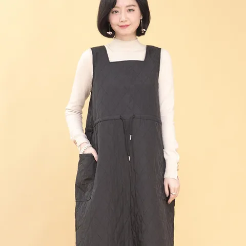 애비뉴투지 엄마옷 스퀘어넥 다이아 솜 누빔 패딩 원피스 K01442