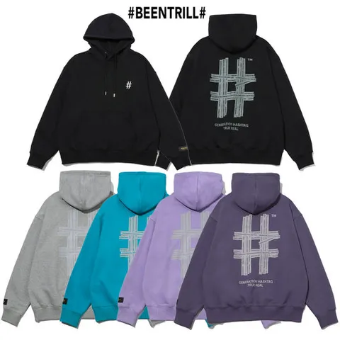 [ 롯데백화점 ]빈트릴 공용 리플랙티브 해시태그 오버핏 후드티 (BA233HM002)