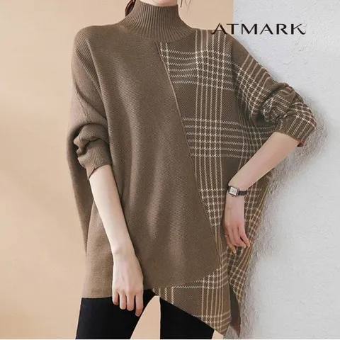 ATMARK (77까지)언발체크믹스터틀넥니트_AA39KN087G
