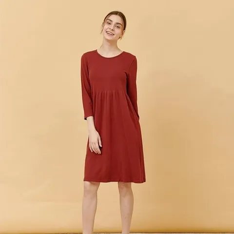 [세컨스킨]모달 골조직 7부소매 미디드레스 FD9009