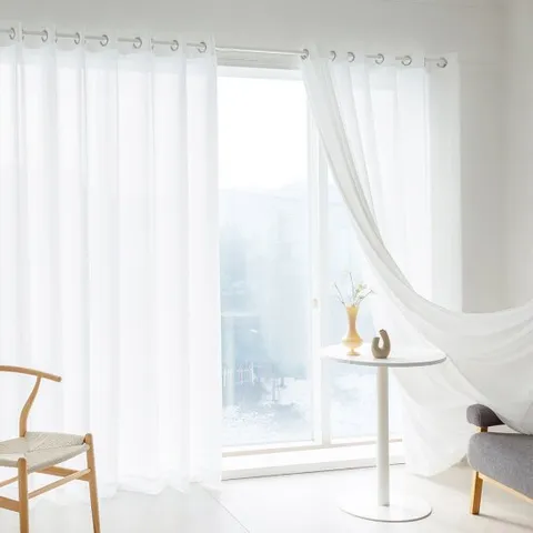 까르데코 미스티 도톰 특대형 거실 아일렛 쉬폰커튼 2장