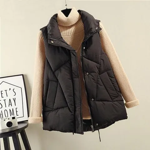 사선패턴 여성 패딩조끼