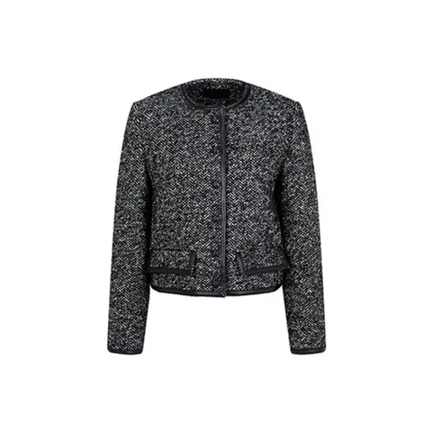 [ 현대백화점 ]보브 레더 트림 부클 헤링본 자켓 (7113410101) VOV