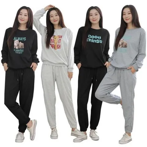 여성 베어 맨투맨 상하세트 밴딩 팬츠 트레이닝