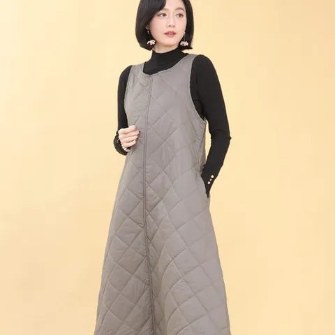 애비뉴투지 엄마옷 큰 다이아 누빔 퀼팅 솜 패딩 원피스 K01436