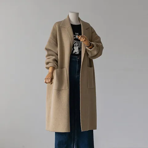 (안나앤플러스) 엘리쉐 카라 롱 가디건[코트DCR53] 빅사이즈