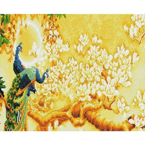 황금나무와 공작 (캔버스) 보석십자수 40x50 보석십자수