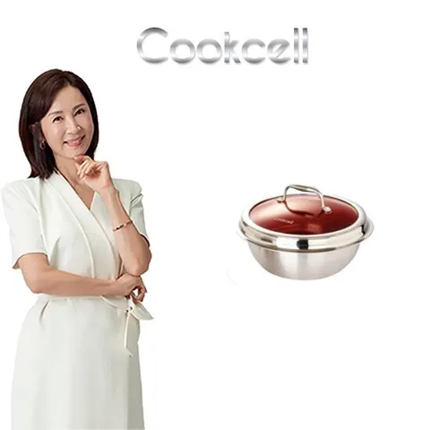 쿡셀 블랙큐브 22cm 가마솥(레드) + 22cm 유리뚜껑