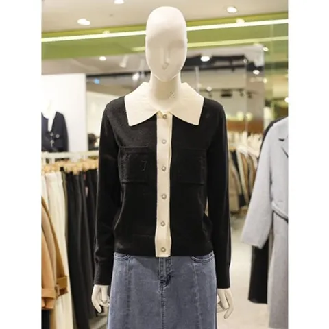 [ 현대백화점 ]SOUP 숲 단추장식 오픈형 카라 니트 가디건 (SA2GD32)