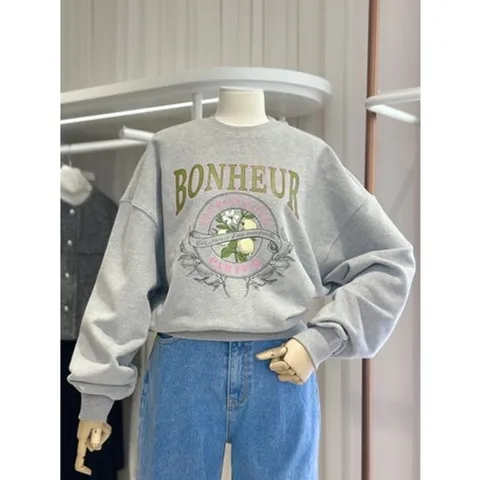 [ 현대백화점 ]올리브데올리브 (OW4XE179) 프린팅포인트 루즈핏맨투맨 OLIVE  DES  OLIVE