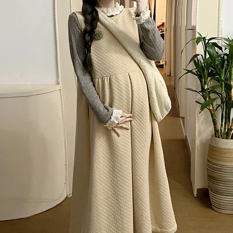 [쿠잉]누빔 롱 원피스/빅사이즈원피스/임부복/임산부/출산복