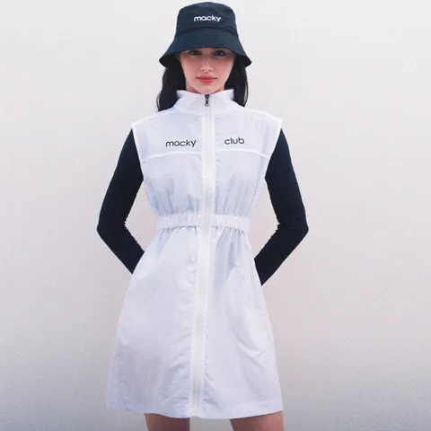 맥키 샤인 집업 원피스 화이트 MCFW23OPS4WH