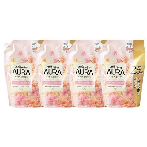 [샤프란] 아우라 윌유메리미 1.7L x 4개 섬유유연제 리필형