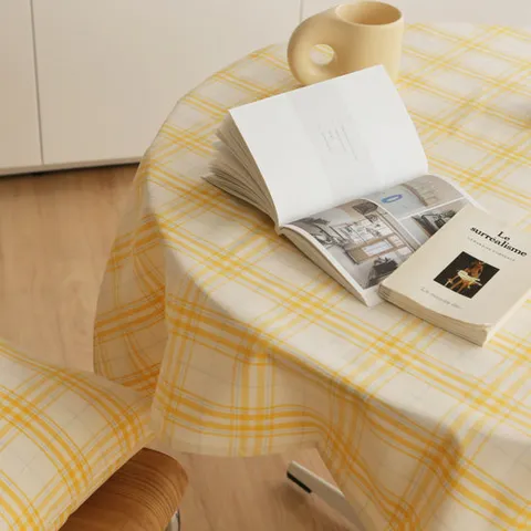 데코토닉 캐쥬얼체크 옐로우 식탁보 2인