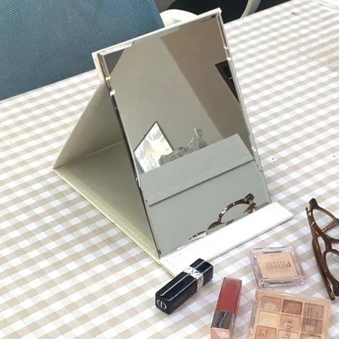 접이식 사각 스탠드 탁상거울 화이트 중