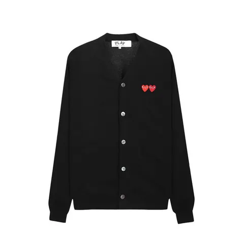 꼼데가르송 더블하트 로고 와펜 울 가디건 P1N058 1-BLACK