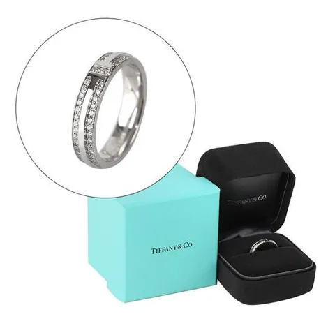 (중고명품)티파니앤코 T 네로우링 18K 화이트골드 풀파베 다이아 15호 4.3mm