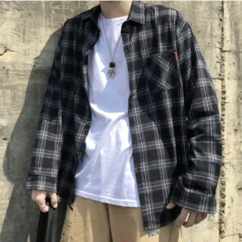 [클라쓰업]루니 남자 바바리 체크 남방 오버핏 셔츠 -2color