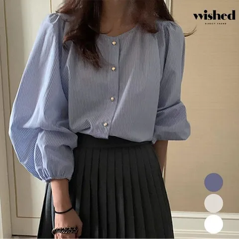 하트 버튼업 러블리 셔링 코튼 블라우스 (WIAABL065)