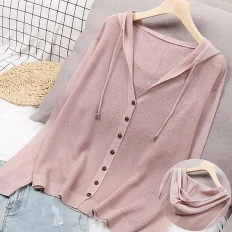 가디건 여름 4색 바람 후드 학생 얇은니트가디건 여름