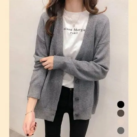 브이넥 오피스룩 니트가디건 캐주얼룩 칼라 가디건 기