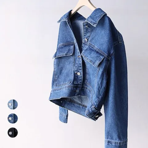 [헤이올리] 사각아웃포켓 포인트 데님 자켓 JH408