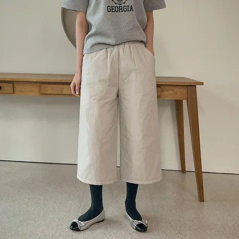 [어반프랑] 밀스 패딩 8부 와이드 크롭 통바지