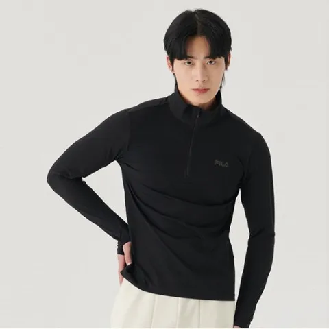 [휠라] 정상* 69,000원 스트레치 떰홀 하프집업 티셔츠(FS2RLG1202M_BLK)