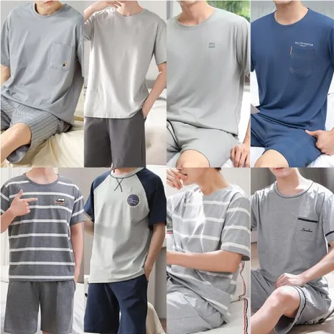 남성 네이처 반팔 파자마 여름 잠옷세트(8종)