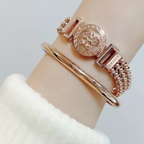 18k 6mm 레이어드 할로우 파이프 링 뱅글 팔찌