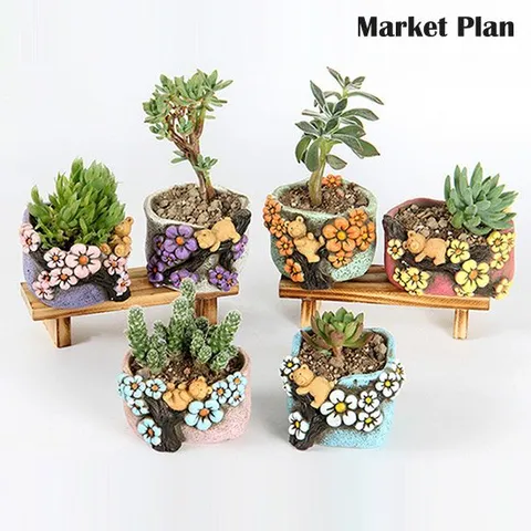 마켓플랜 트리베어 다육이 미니화분 6종세트