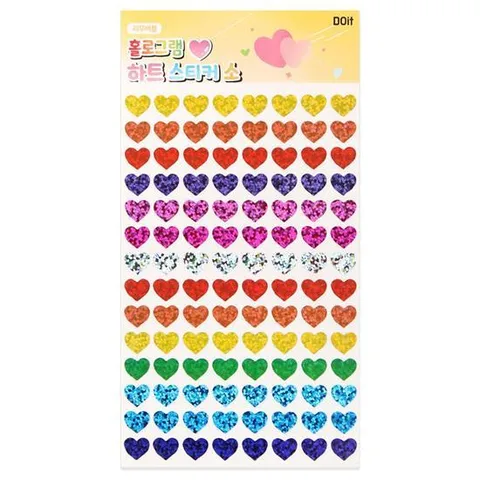 두잇 홀로그램 하트 스티커 소 3매입