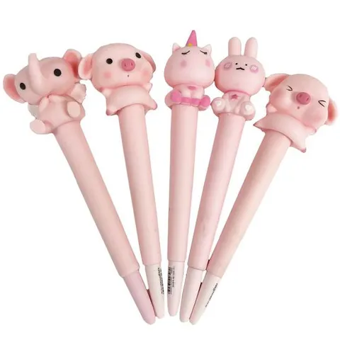 스퀴시 중성펜 핑크 동물 볼펜 주물럭 말랑이