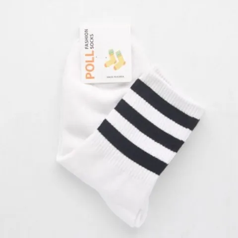 여자패션양말 여자운동양말 중목양말(흰검흰 3켤레)
