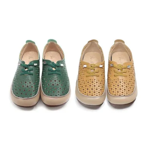 발편한로퍼 소가죽 컴포트 슈즈 펀칭 밴드 낮은굽 여름 중년신발