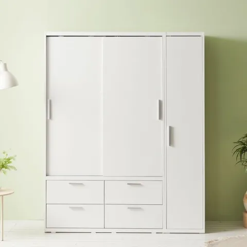 라자가구 비바 빅 1600 슬라이딩 서랍 옷장 행거+도어장 LJY211