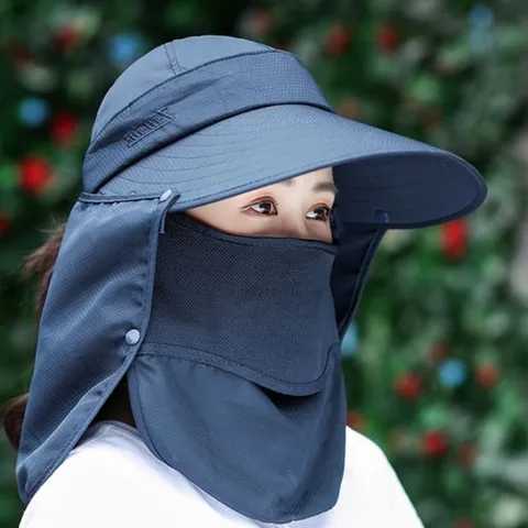 남여공용 네이비 사이즈 조절 햇빛 완전차단 챙 모자