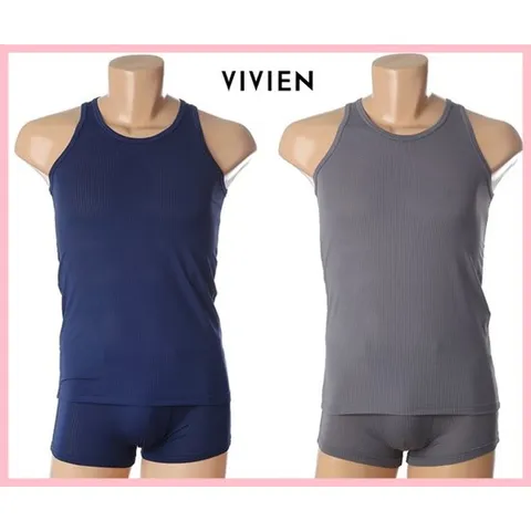 [ 롯데백화점 ][비비안(언더웨어)]여름철 너무 좋은 쿨소재 남성 민소매런닝&드로즈 2컬러세트RU1698PT