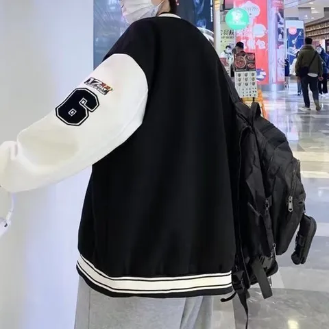 남성 패치 디자인 배색 오버핏 야구점퍼 IS-JK55N