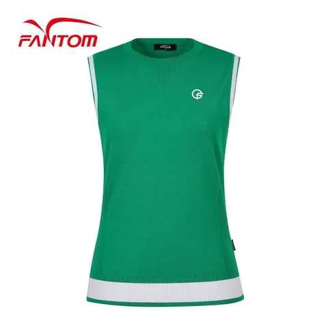 [팬텀] 여성 배색 라운드 니트 베스트