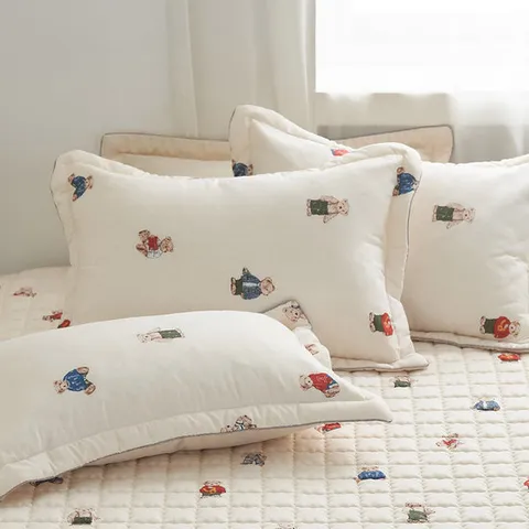 먼지없는 곰돌이 부드러운 사계절 어린이 곰 캐릭터 베개커버 40x60 (1장)
