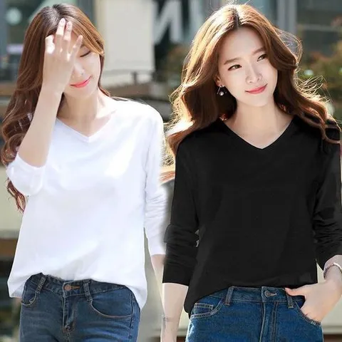 루즈핏 라운드 브이넥 티셔츠, 슬림 라인 이너티
