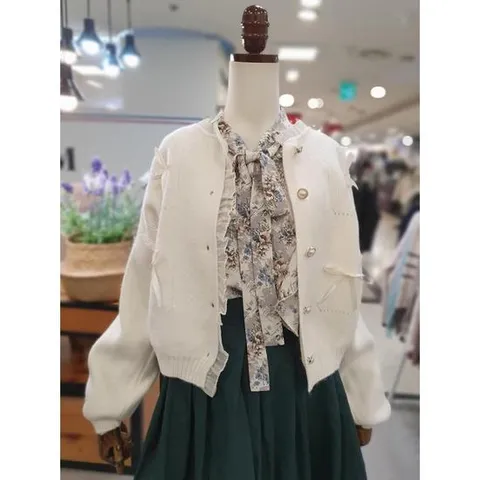 스테파니 세이브존01 쉬폰 프릴 리본 가디건 A24SW4102