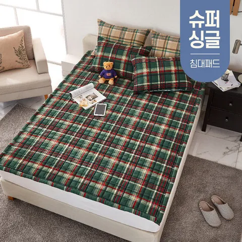 부드러운 사계절 겨울 체크 먼지없는 침대 매트리스 카페트 겸 패드 슈퍼싱글 SS
