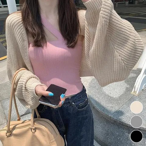 여성 여성스런 루즈핏 봄카디건 니트 볼레로가디건