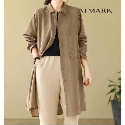 ATMARK (77까지)롱베이직포켓트임셔츠_AA41SH009G