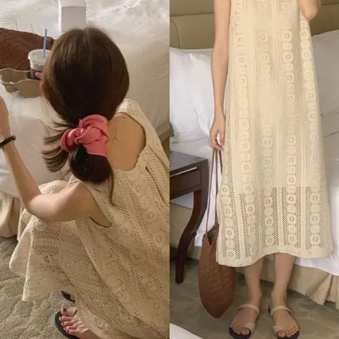레이스 G125780 펀칭레이스 니트 나시 롱원피스
