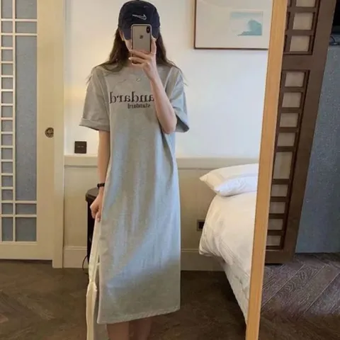 레터링원피스 여자 캐주얼 데일리 베이직 레터링 롱 원피스